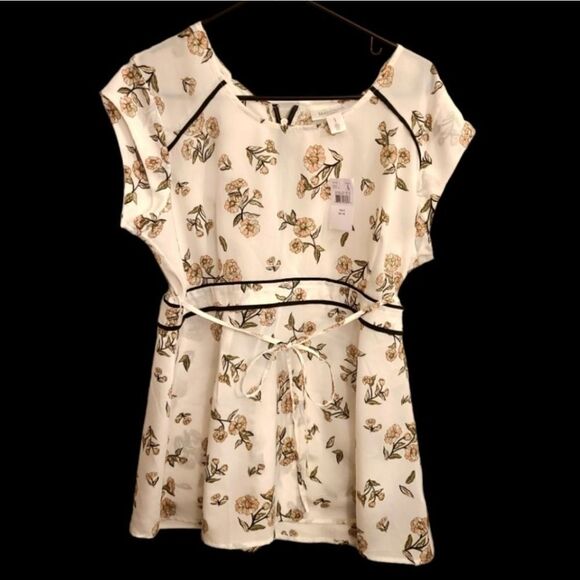 Motherhood Maternity Top Floral Zipper Piping Summer Sz L - Picture 11 of 12